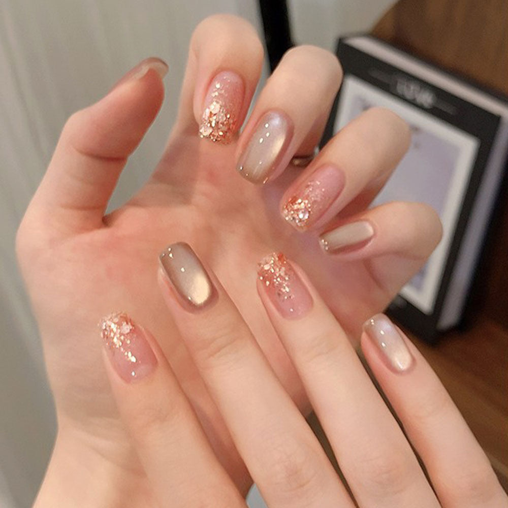 Elegant Artificial Nails with Glitter Accents Kalsten