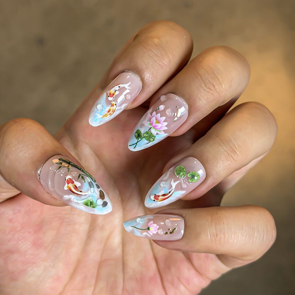 Artistic Floral Press-On Nail Set Kalsten