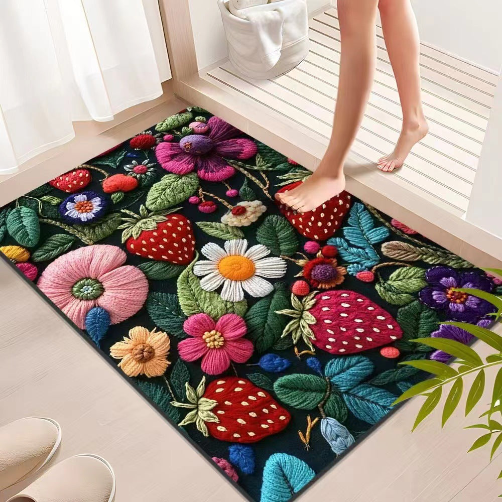 Floral Textured Indoor Mat Kalsten