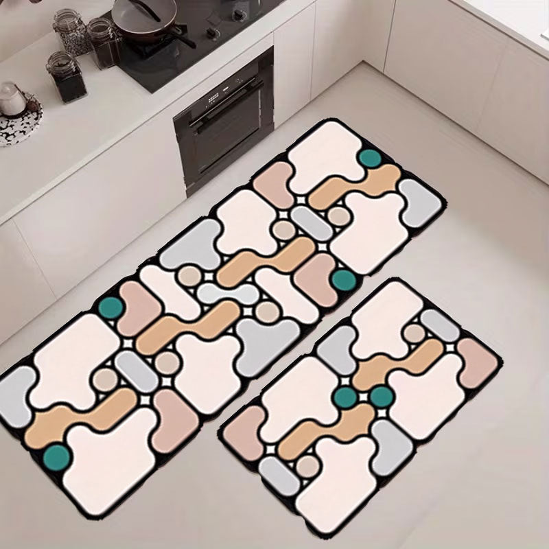 Abstract Geometric Kitchen Mat Set