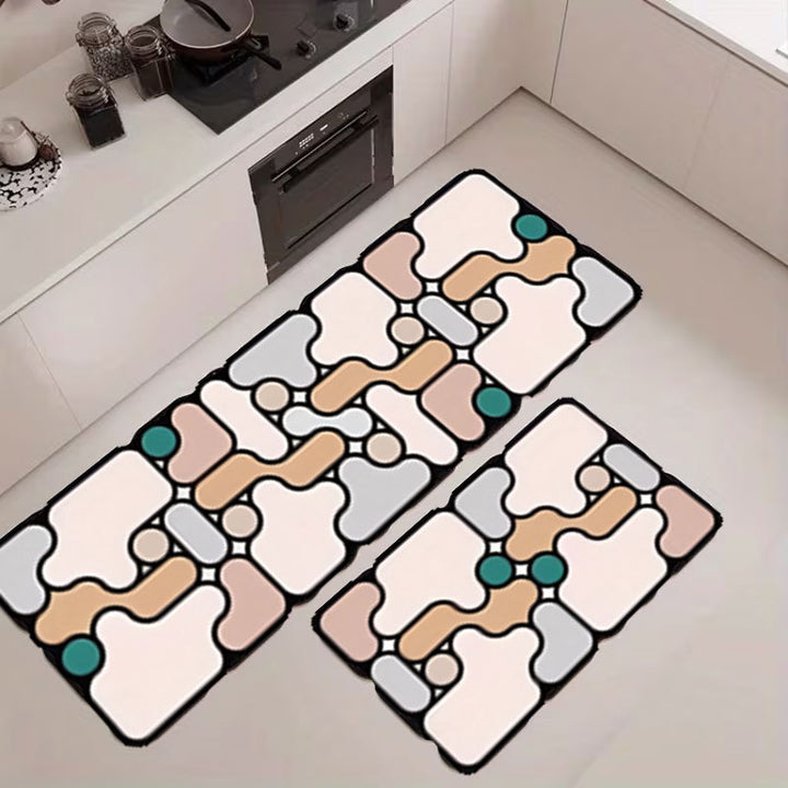 Abstract Geometric Kitchen Mat Set