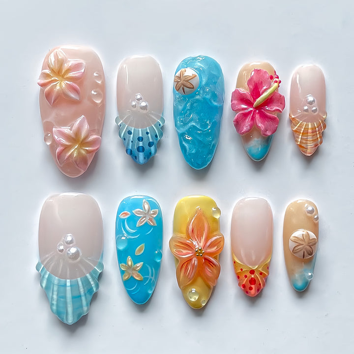 Tropical-Themed 3D Press-On Nails Kalsten