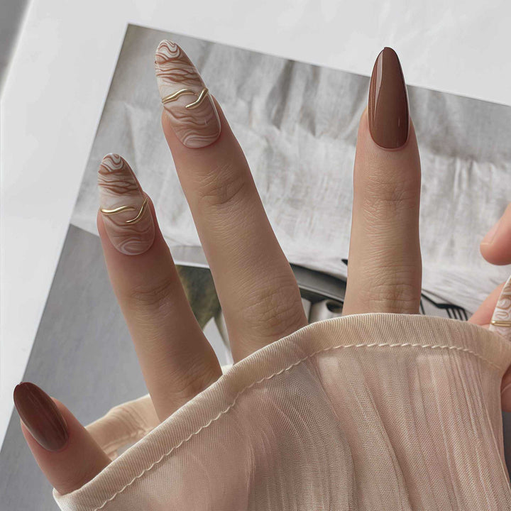 Artistic Marble Design Press-On Nail Set Kalsten