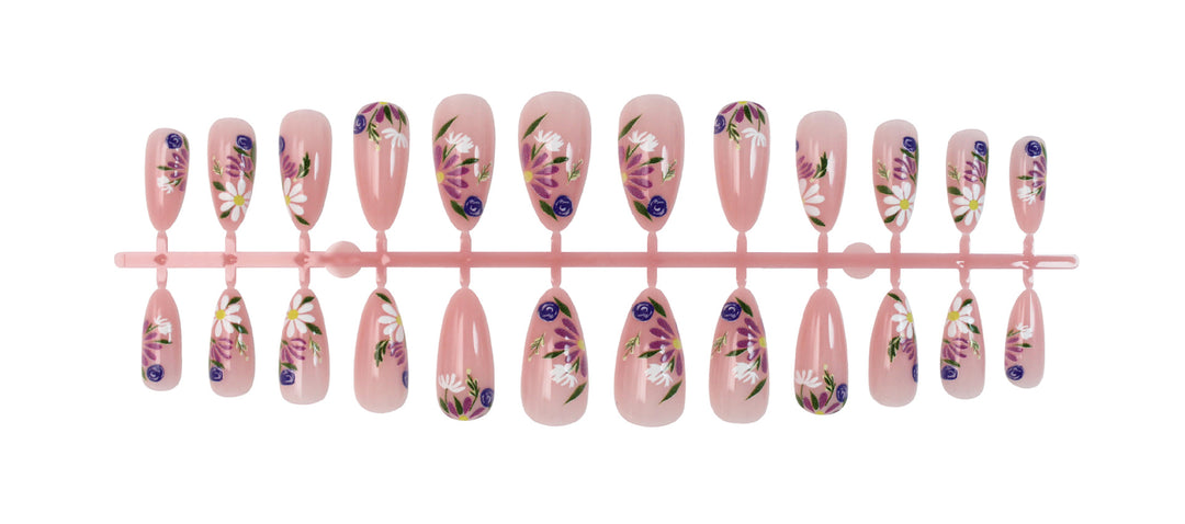 Artificial nail set with floral designs and elegant tips Kalsten