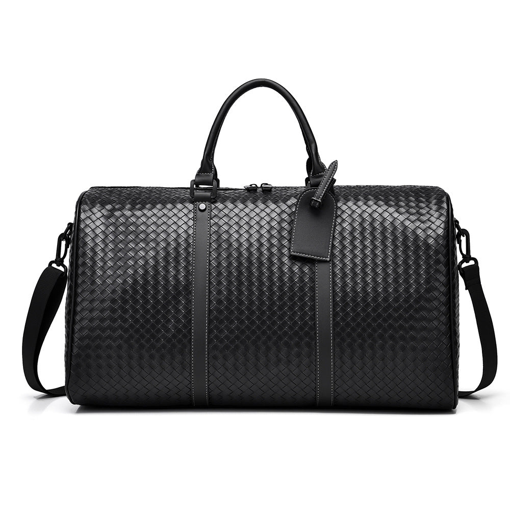 Woven Leather Weekend Travel Duffle Bag Kalsten