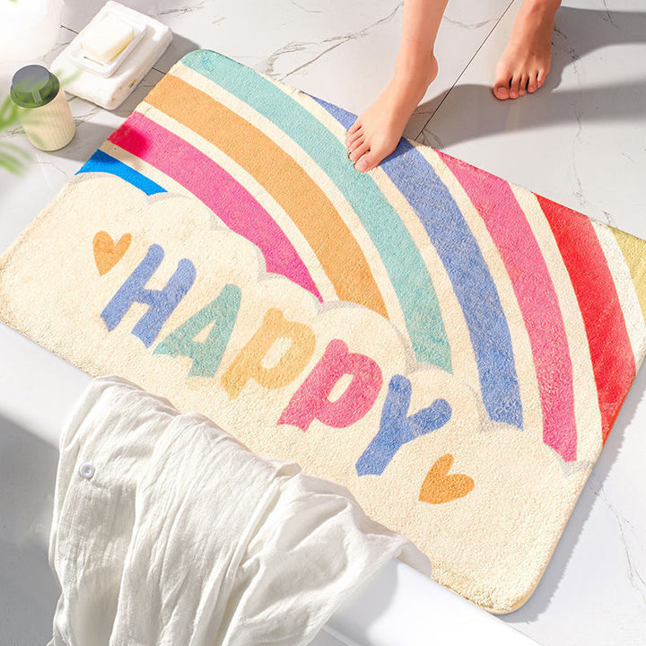 Plush Colorful Rainbow Bath Mat
