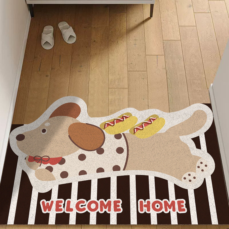 Cartoon Dog-Themed Welcome Mat