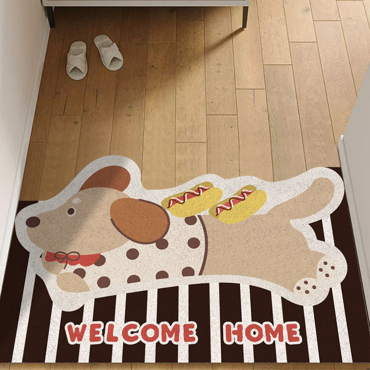 Cartoon Dog-Themed Welcome Mat