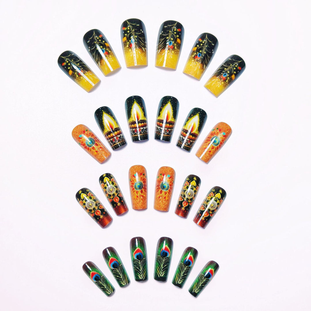 Artificial nails in elegant pattern with glitter effects Kalsten