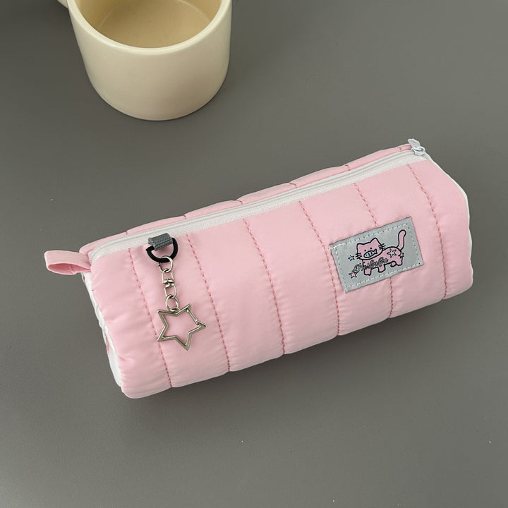 Quilted Cat-Themed Pencil Pouch