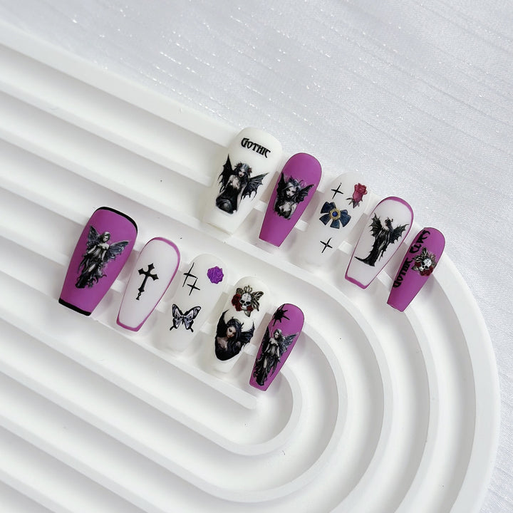 Artistic Gothic Press-On Nail Art Set