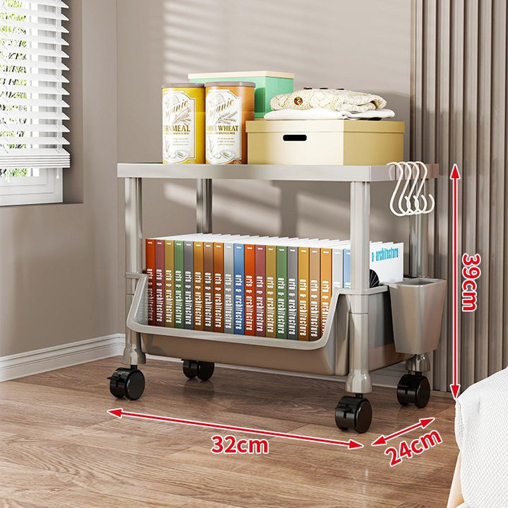 Compact Two-Tier Rolling Storage Cart with Removable Bins and Swivel Casters