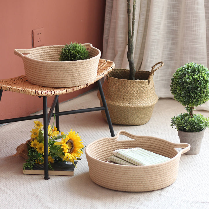 Handcrafted storage basket with handles Kalsten