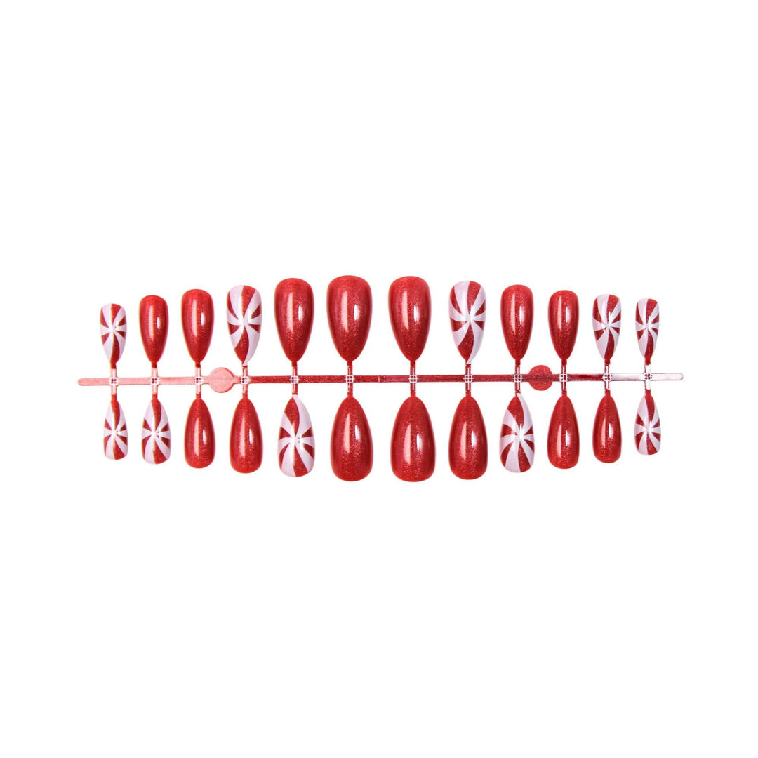 Artificial nail set with festive Christmas motifs and glitter Kalsten