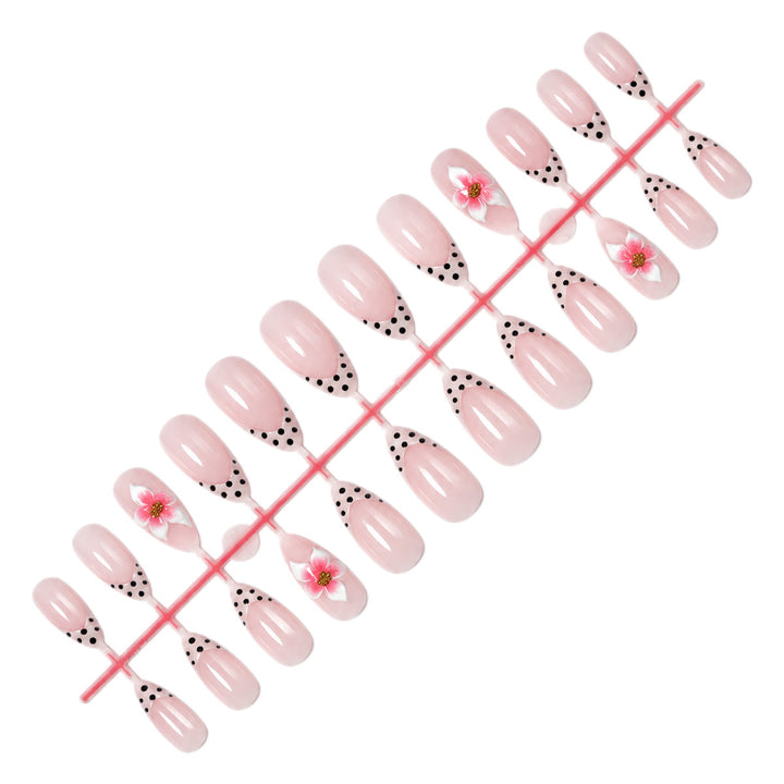 Artificial nail set with creative flowers and dots Kalsten