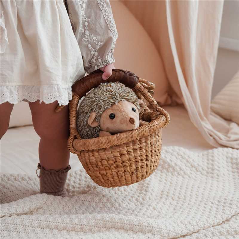 Plush Hedgehog Comforter Toy with Textured Faux-Fur Back and Velvety Front