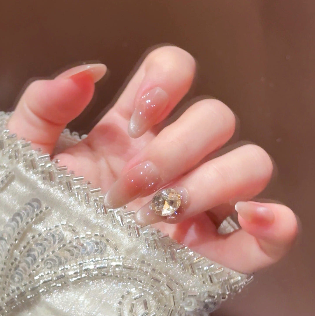 Elegant Crystal-Accented Press-On Nail Set Kalsten