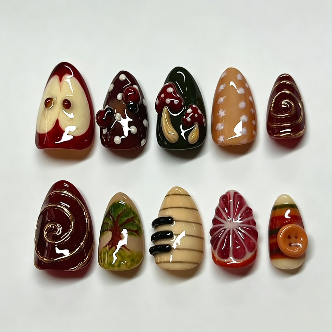 Artistic Hand-Painted Press-On Nail Set Kalsten