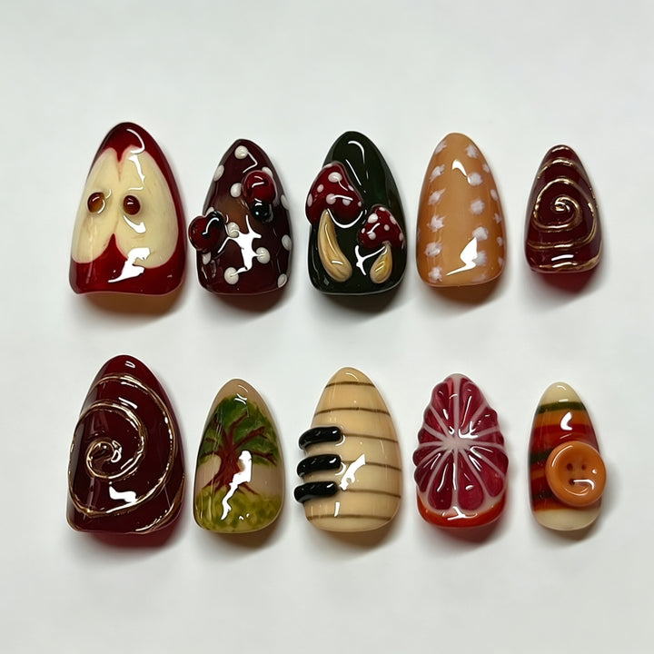 Artistic Hand-Painted Press-On Nail Set Kalsten