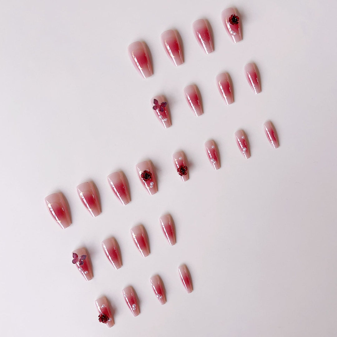 Artificial nail set with elegant floral 3D decorations Kalsten