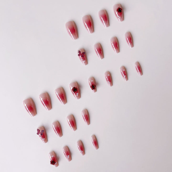 Artificial nail set with elegant floral 3D decorations Kalsten