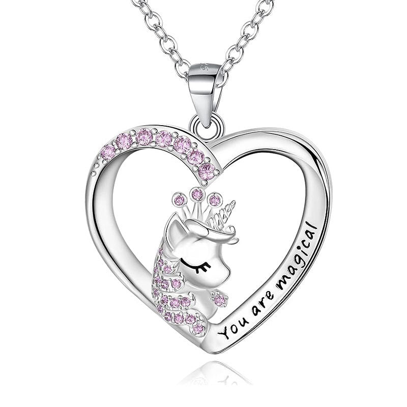 Enchanted Unicorn Heart Pendant Necklace Kalsten