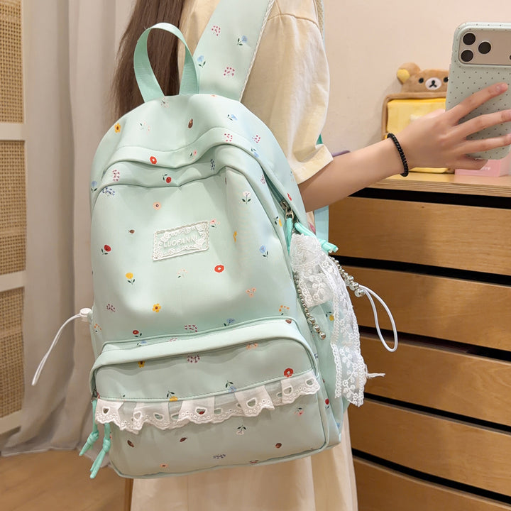 Decorative Floral-Embellished Backpack Kalsten