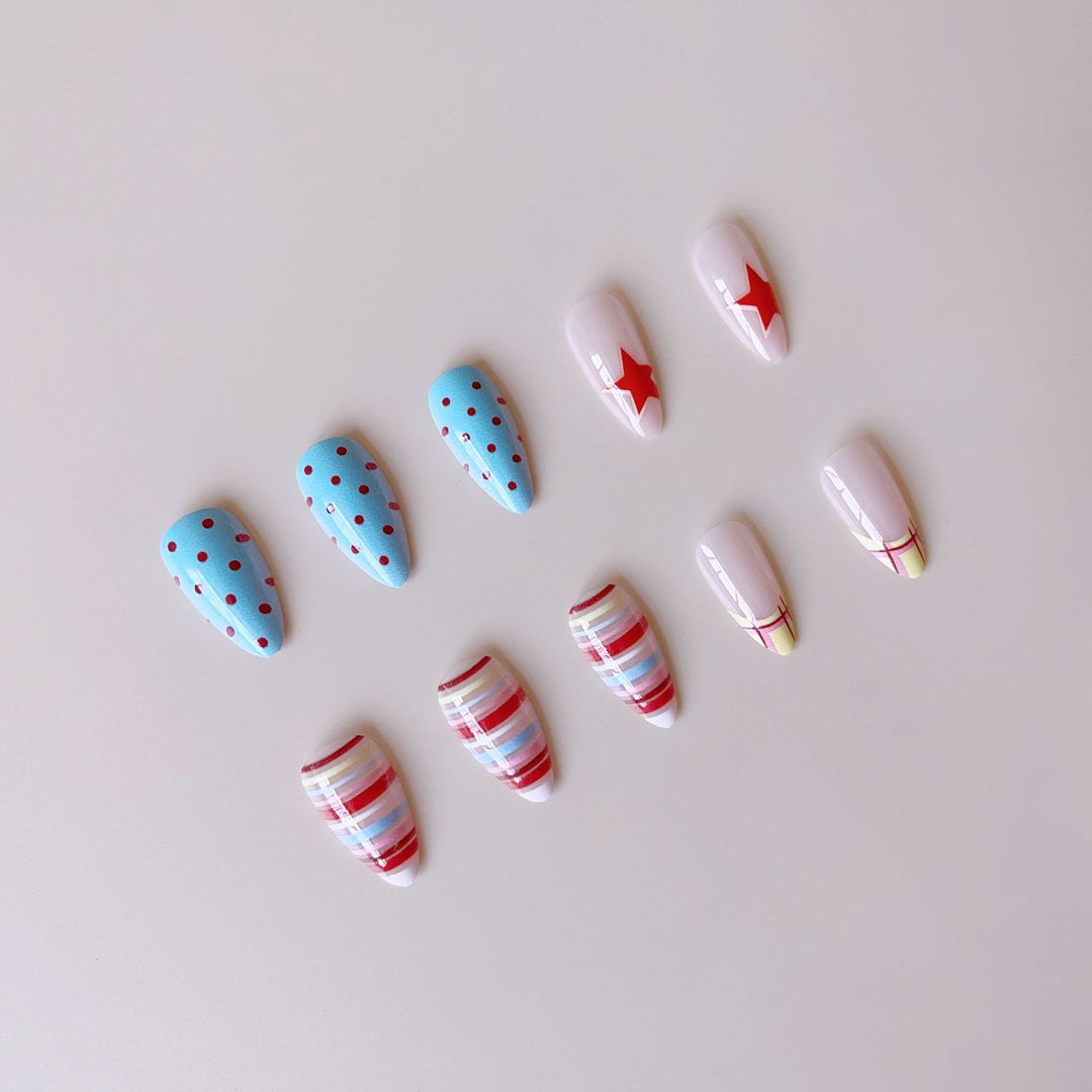 Acrylic nail set with creative and colorful designs Kalsten