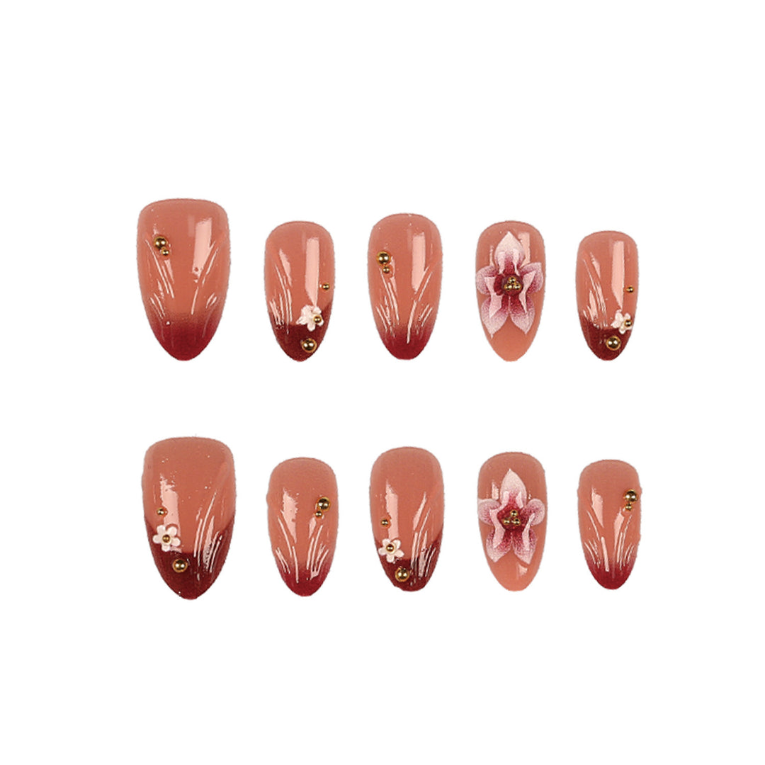 Creative Floral Embellished Press-On Nail Set