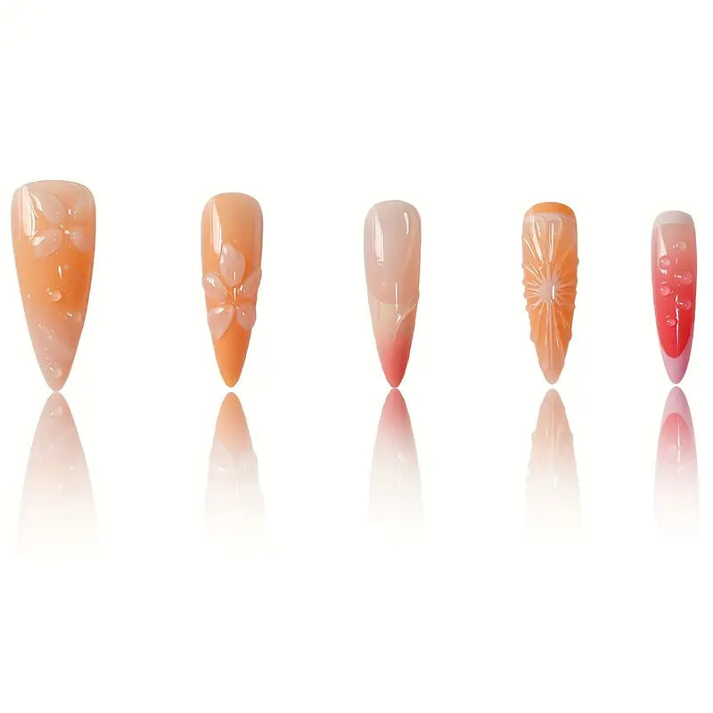 Artistic 3D Floral Press-On Nail Art Kalsten