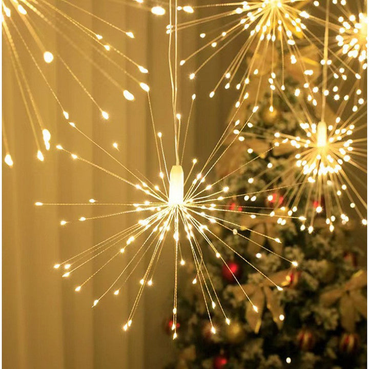 LED Starburst Hanging Pendant Light Decoration With Fiber-Optic Spokes Kalsten