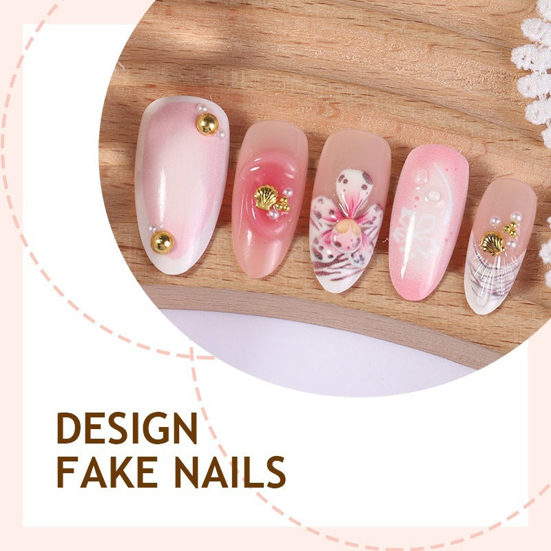 Acrylic nail set with elegant floral design and sparkling accents Kalsten