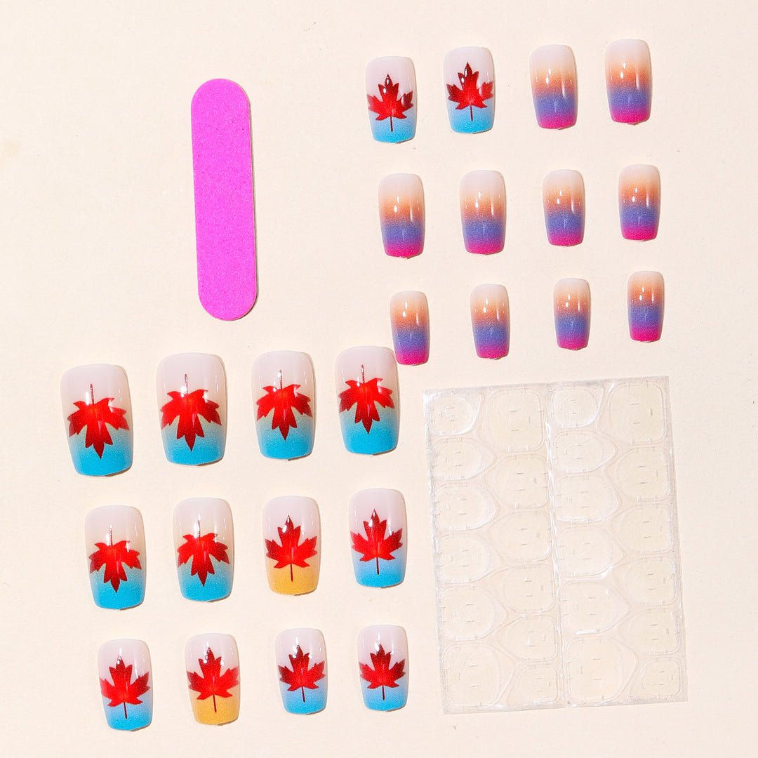 Artistic Maple Leaf Gradient Nail Art Kalsten