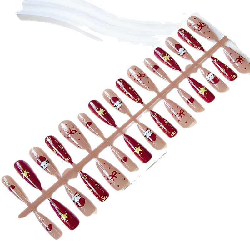 Artificial nails in festive Christmas design Kalsten