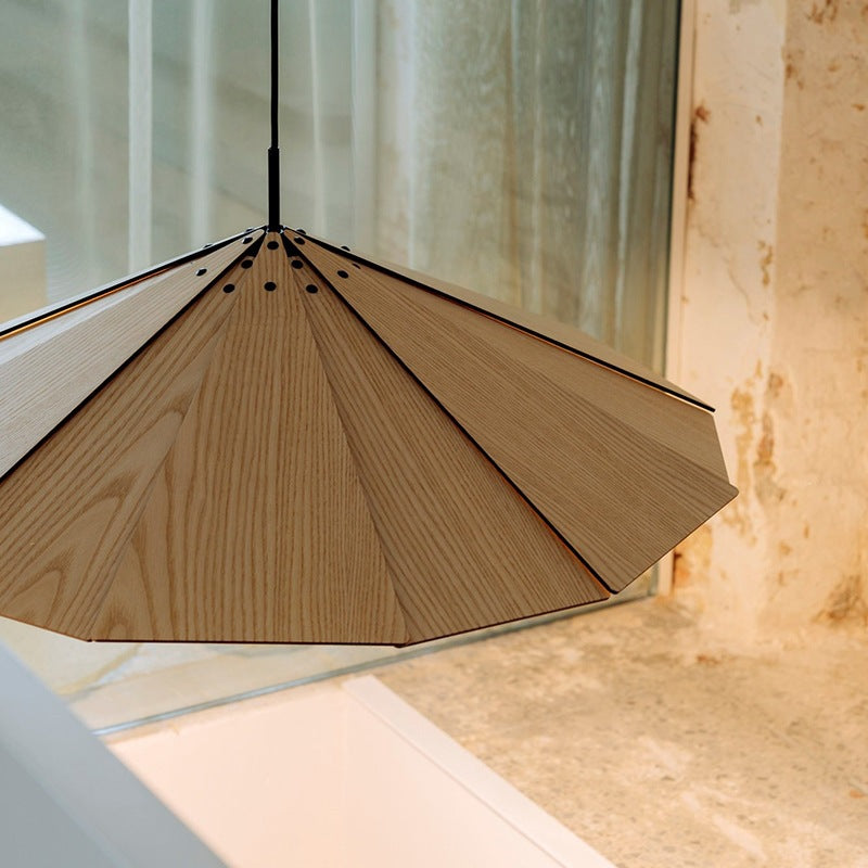 Modern Geometric Wooden Pendant Light