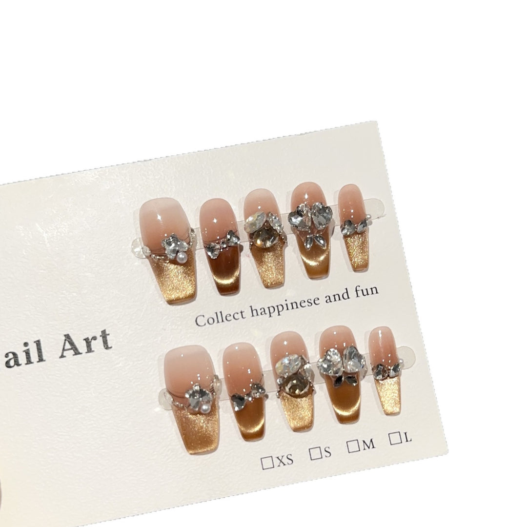 Decorative Rhinestone-Accented Press-On Nail Set