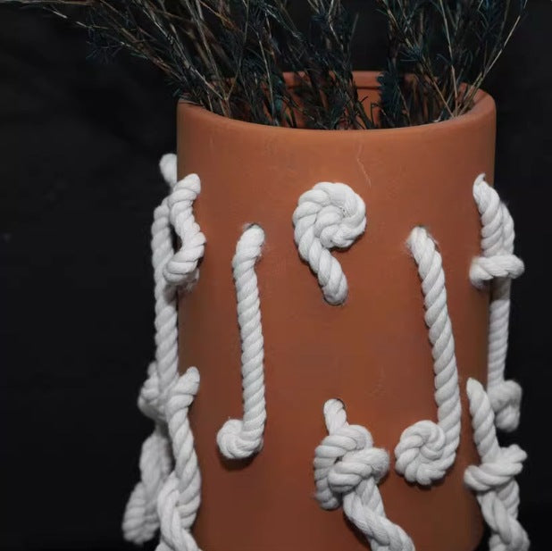 Decorative Plant Pot with Rope Handle