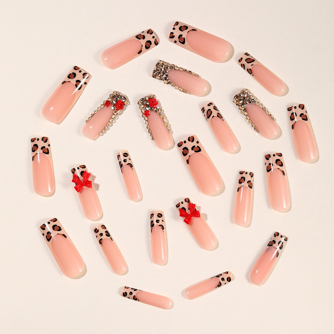 Decorative Rhinestone and Bow Nail Art Extensions Kalsten