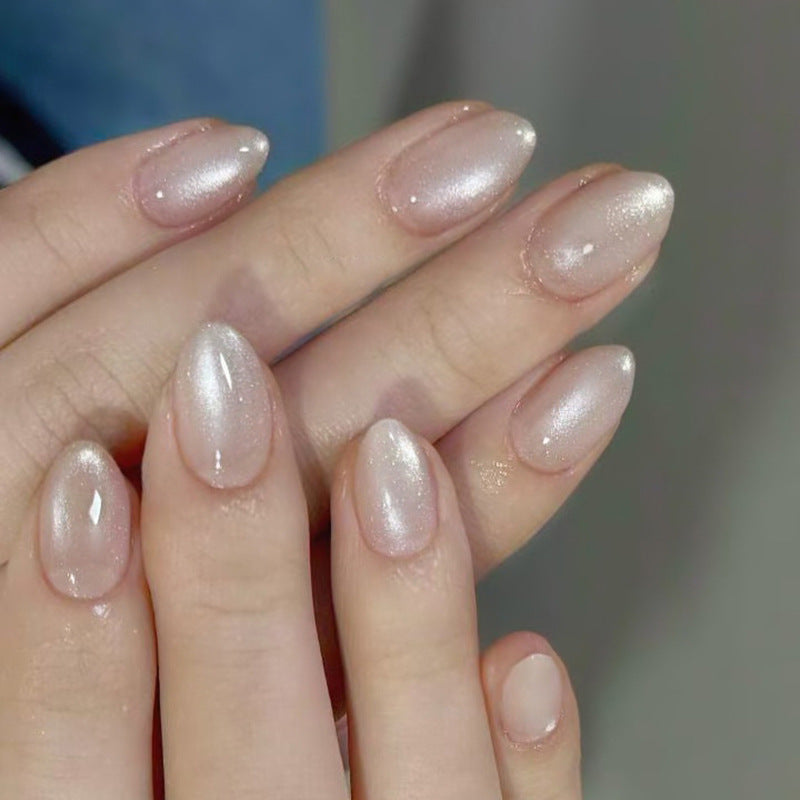 Artistic Glittered Almond-Shaped Nail Extensions Kalsten