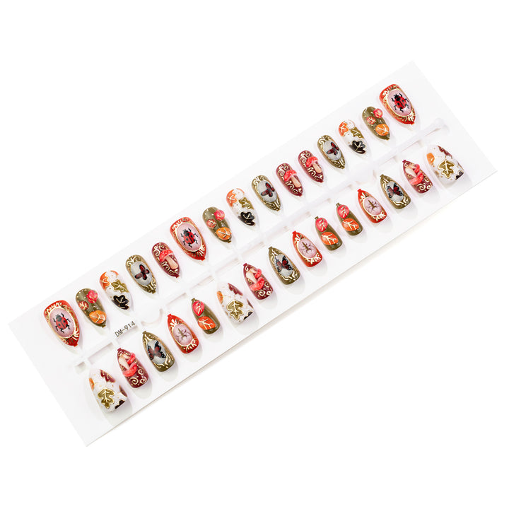 Artistic Fall-Themed Press-On Nail Art Set Kalsten