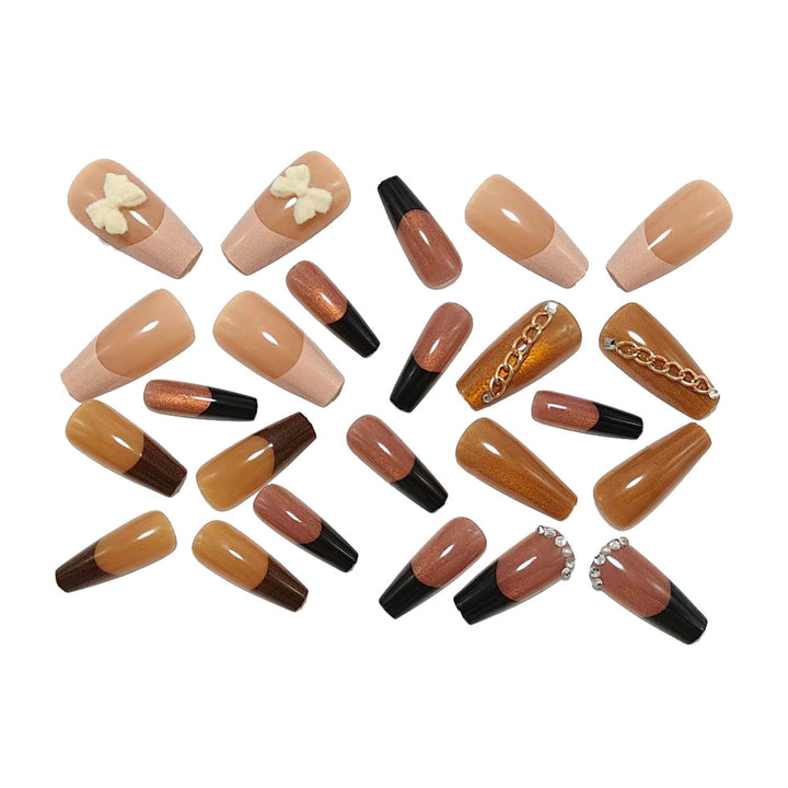 Glamorous artificial nails with glittering design and elegant embellishments Kalsten