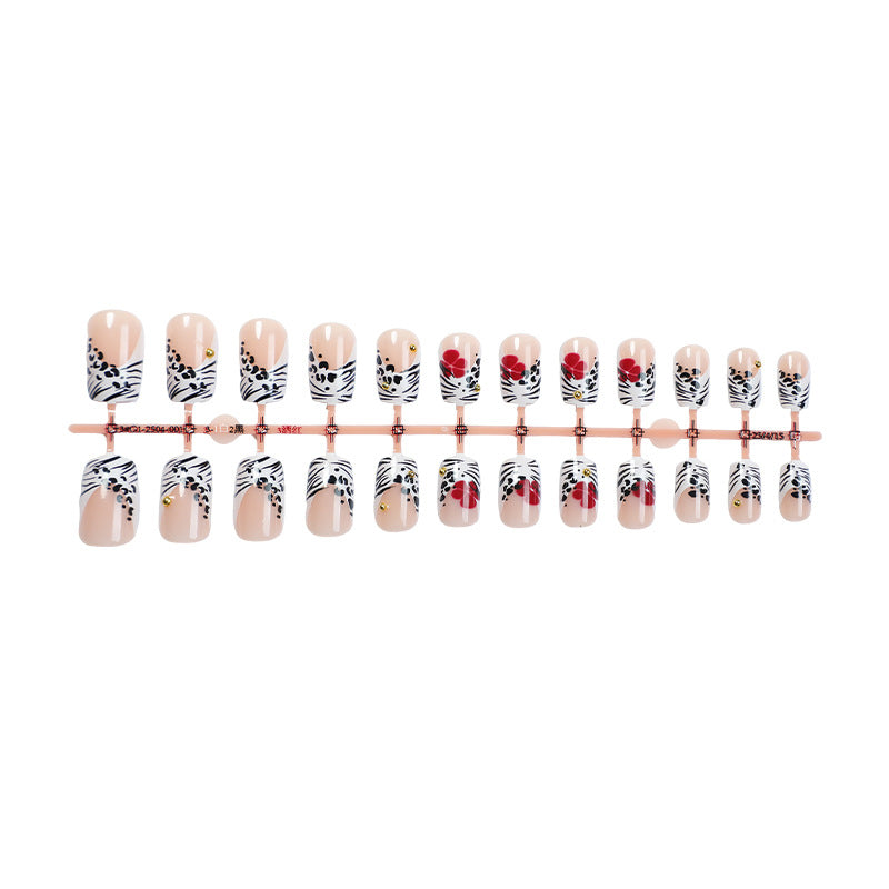 Creative Art Press-On Nail Set with Floral and Zebra Designs kalsten