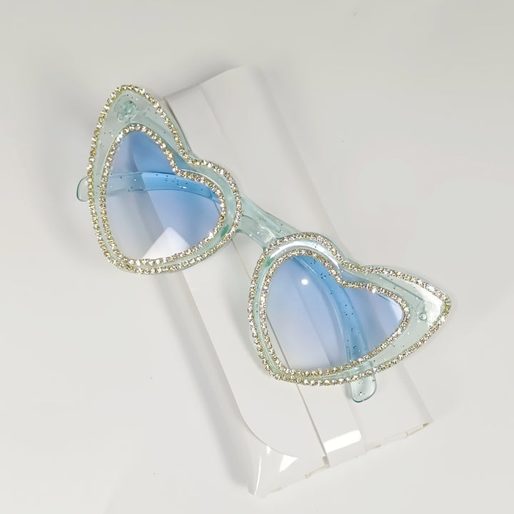 Rhinestone-Embellished Heart-Shaped Sunglasses Kalsten