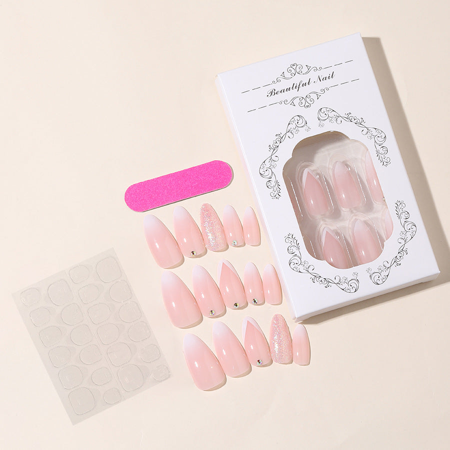 Elegant Press-On Nail Tips Set with Glitter and Ombre Design Kalsten