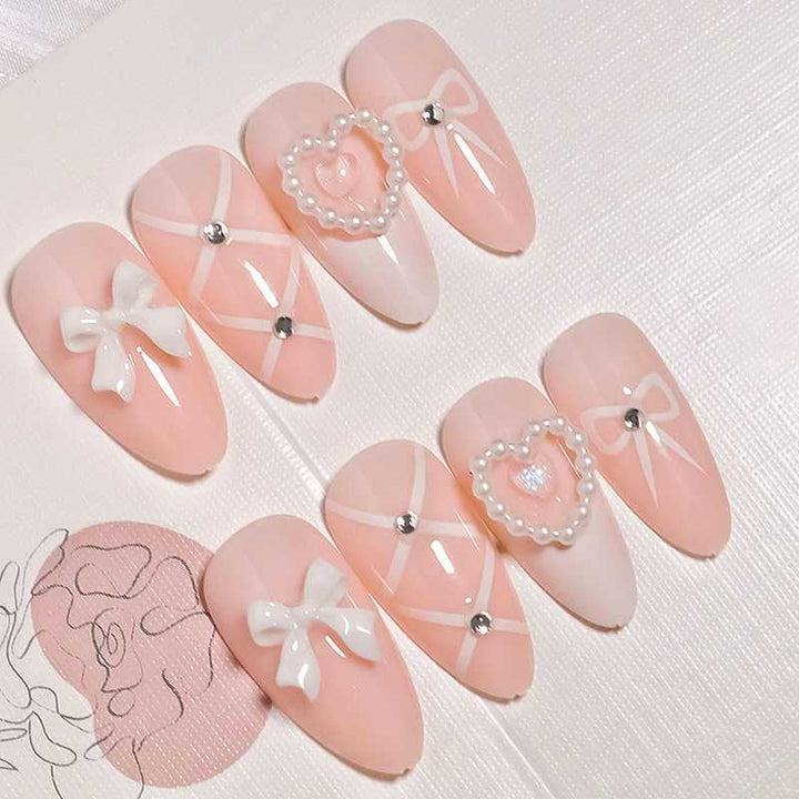 Heart-Accented Decorative Press-On Nails Kalsten