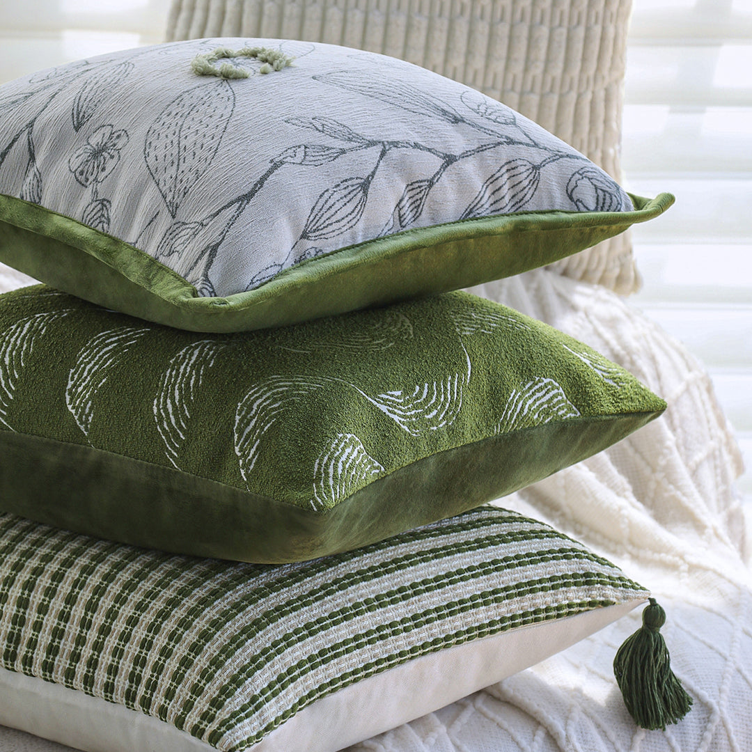 Square cushion cover made of microvelours with subtle wave structure Kalsten