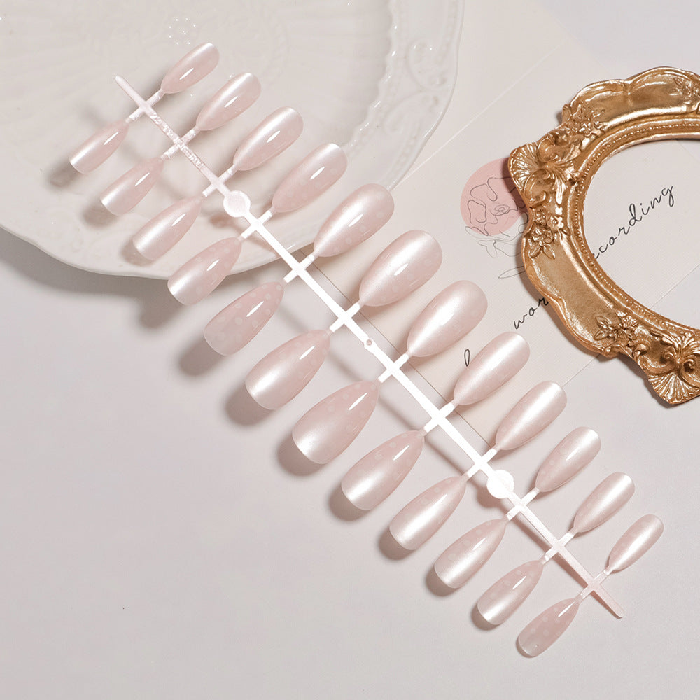 Elegant Almond-Shaped Press-On Nail Set with Polka Dot Design Kalsten