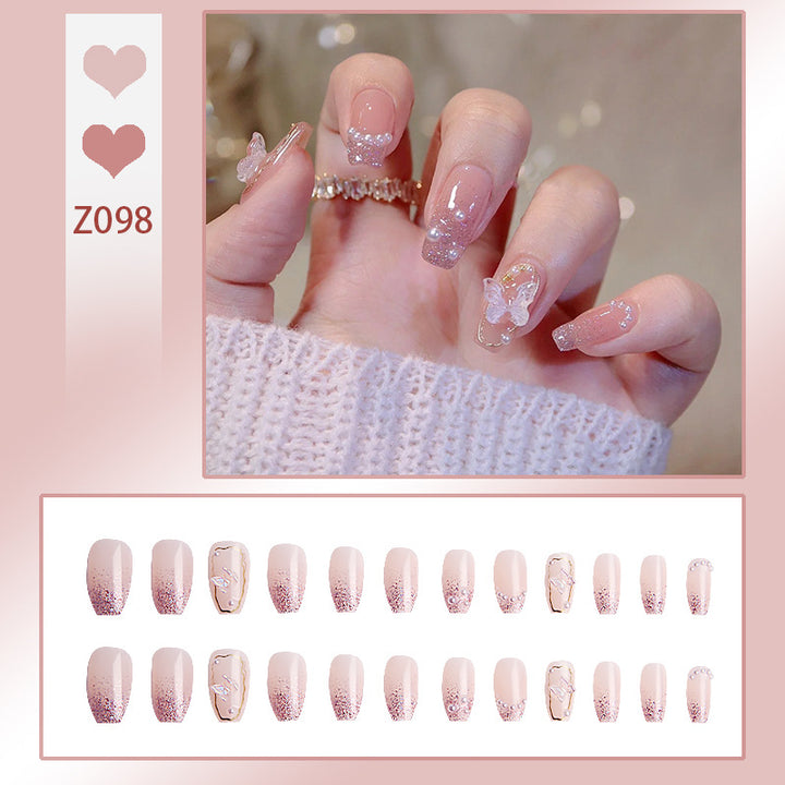 Elegant Rhinestone-Embellished Press-On Nails