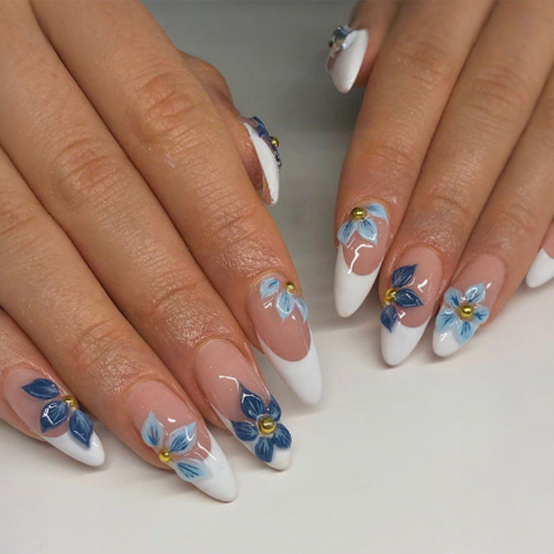 Acrylic Nail Set with Elegant Bows and Glamorous Accent Kalsten