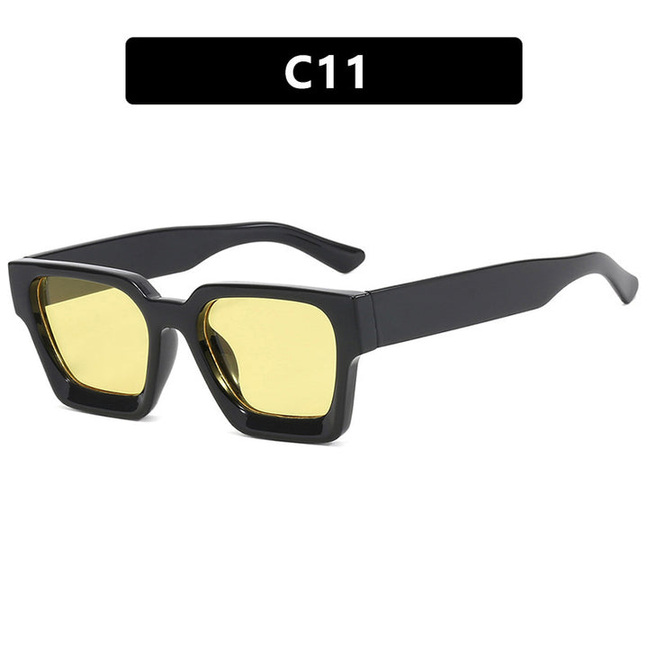 Ladies fashionable square sunglasses with yellow lenses Kalsten